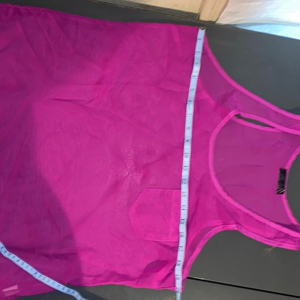 Fuchsia sheer sleeveless pullover blouse